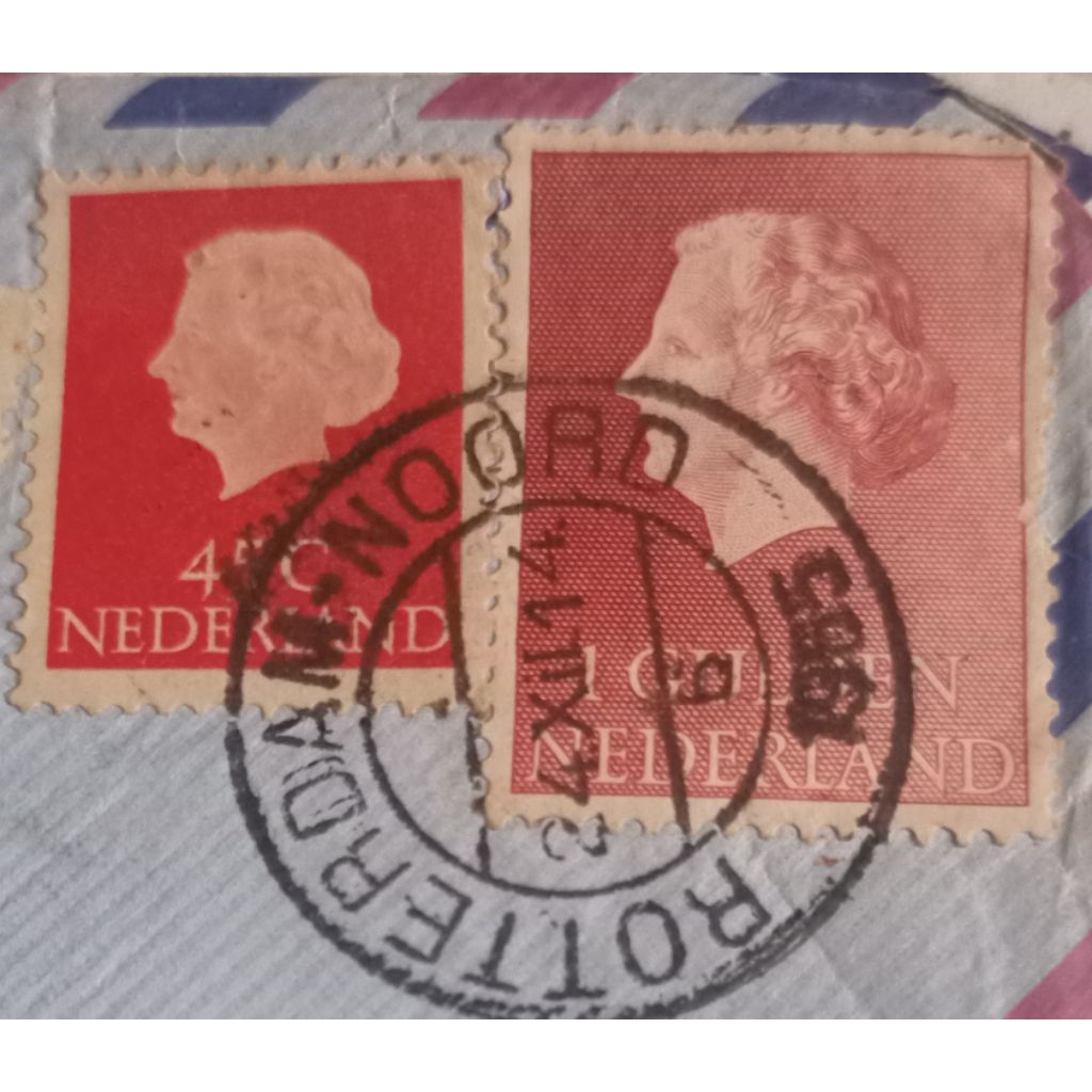 Perangko kuno bekas Nederland Queen Juliana 1 Gulden dan 45 cent