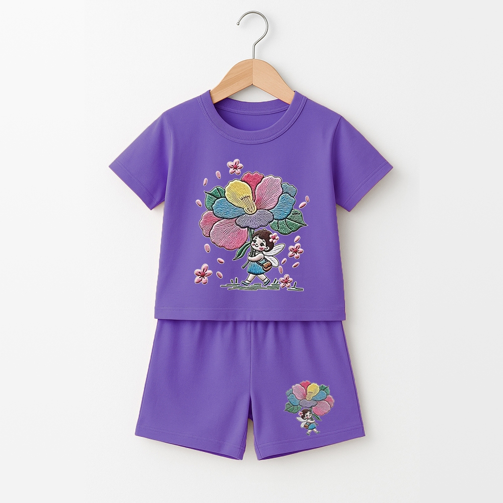 Stelan Anak Gambar Gadis Kecil Lengan Pendek Jumbo G-2519