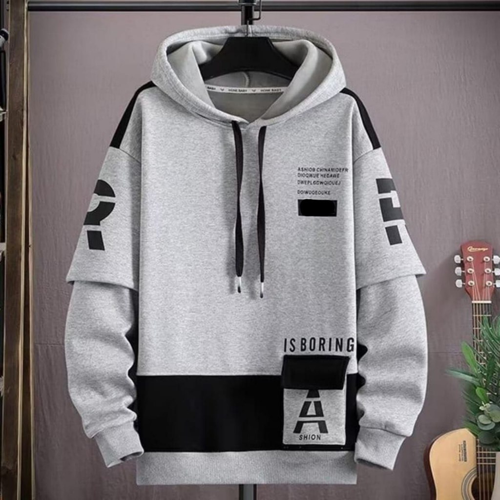 Sweater Hoodie Pria ESOBOY Fleece Tebal dan Lembut Ukuran L-XL