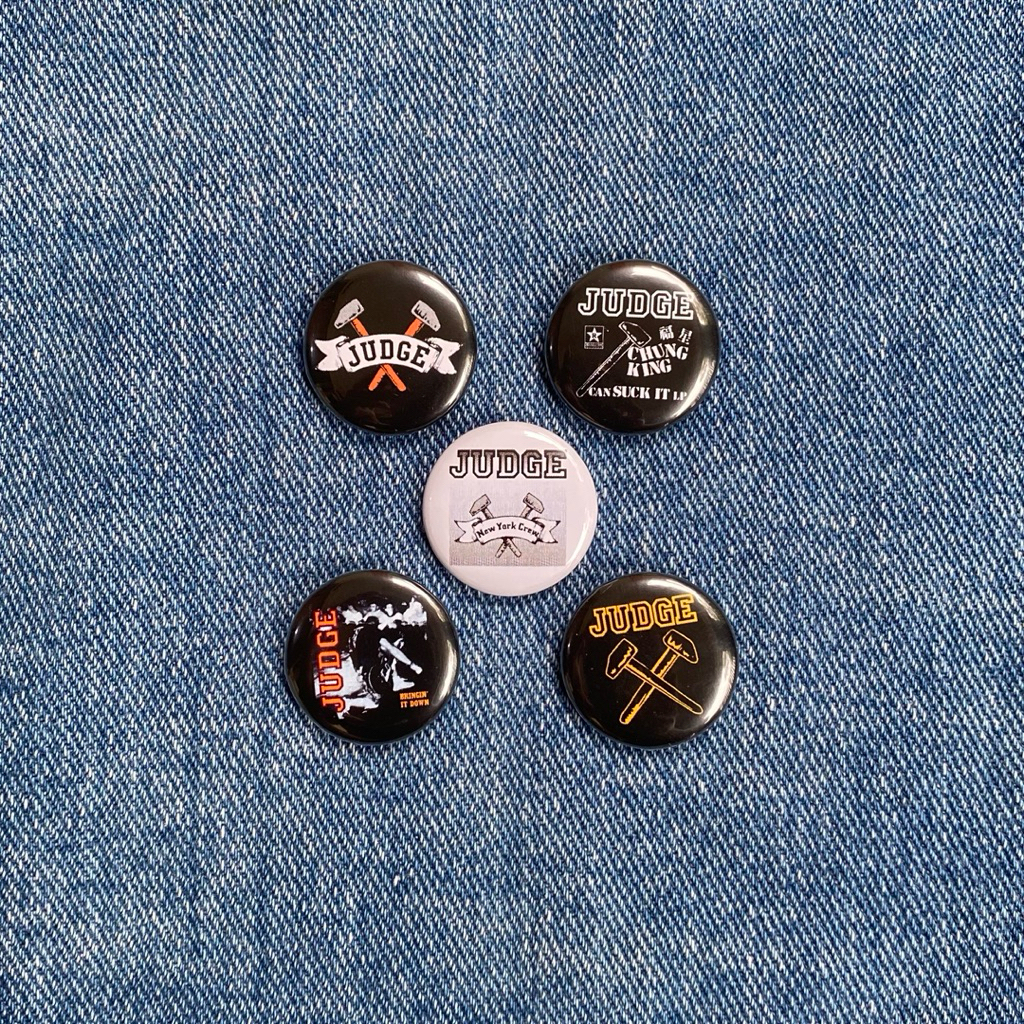 BUTTON PIN 25mm JUDGE | Pin Bros Band Hardcore