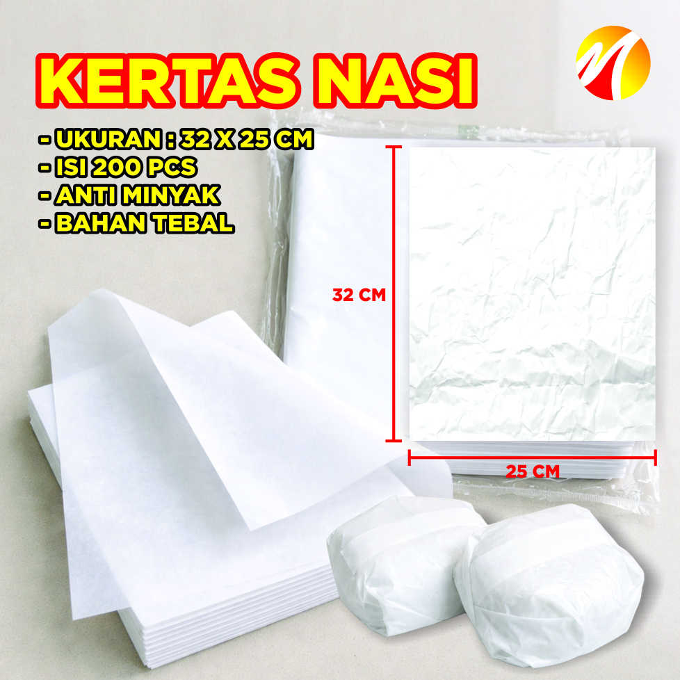 KERTAS NASI / BUNGKUS / NASI AYAM GORENG / KERTAS POLOS TAHAN MINYAK