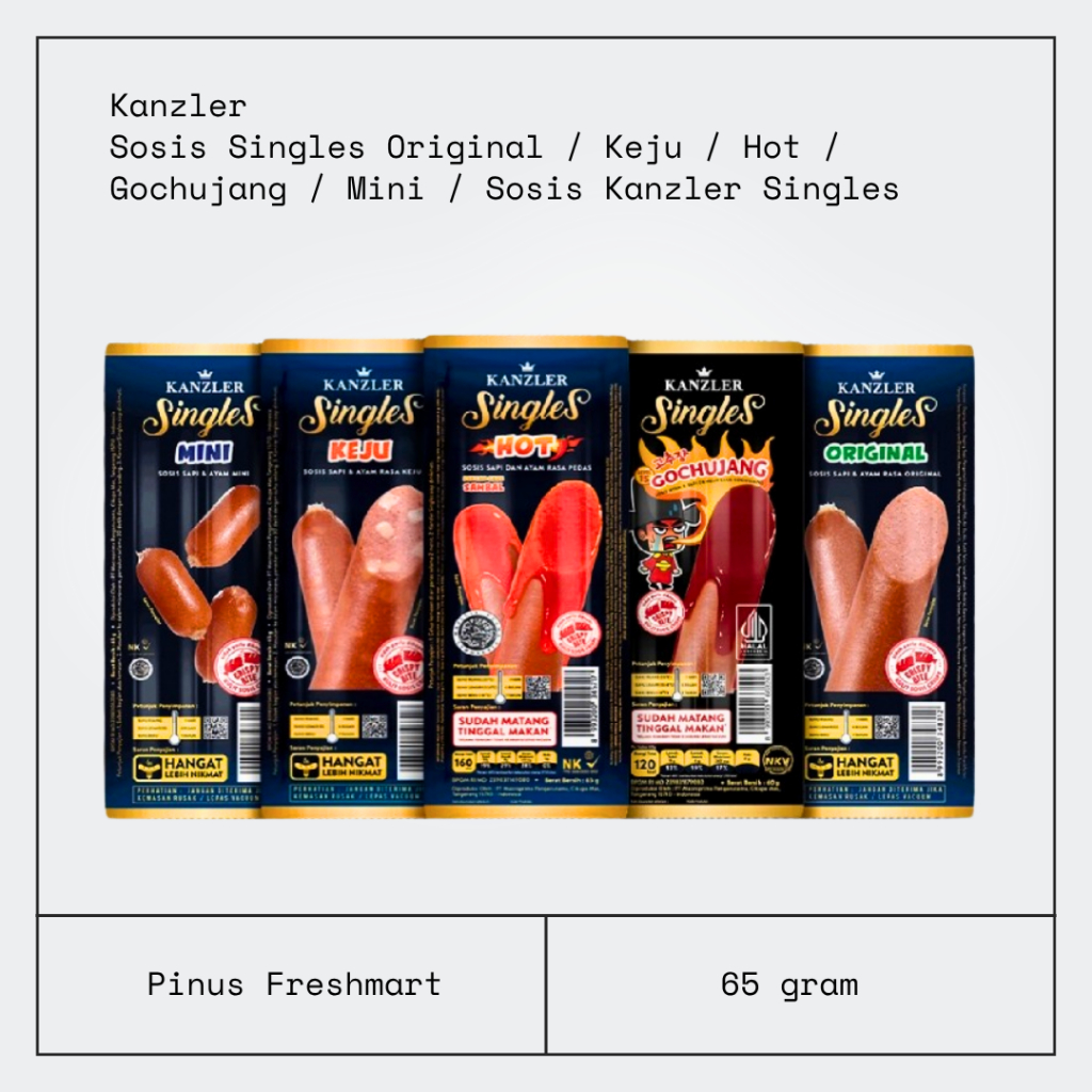 Kanzler Sosis Singles Original / Keju / Hot / Gochujang / Mini 65gr / Sosis Kanzler Singles