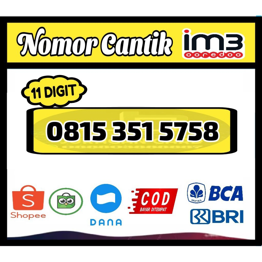 nomor cantik Indosat im3 11 digit seri hoky 5758 langka murah promo