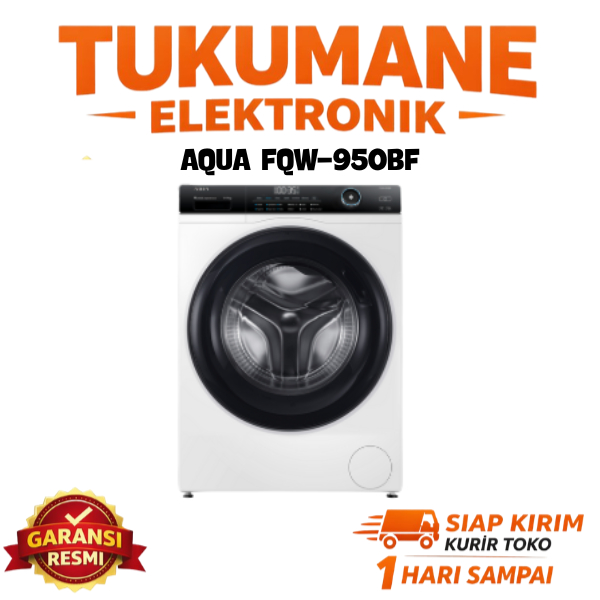 AQUA FQW-950BF Mesin Cuci front Loading 9Kg Inverter Motor Refresh 525 Drum FQW950BF 950BF