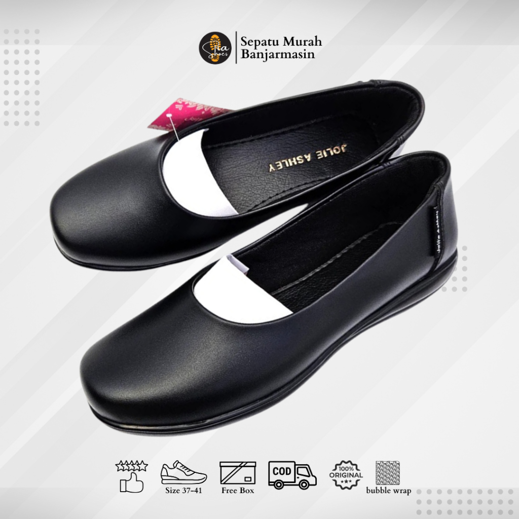 PENTOFEL JOLIE ASHLEY CAMILA / SEPATU PANTOFEL SLIP ON / Sepatu Kerja Wanita WEdges Hitam Formal