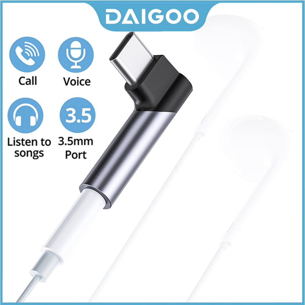 DAIGOO Adapter Type C To Jack 3.5mm L-Shape Siku Audio Converter Gaming Hi-Res Anti-Patah