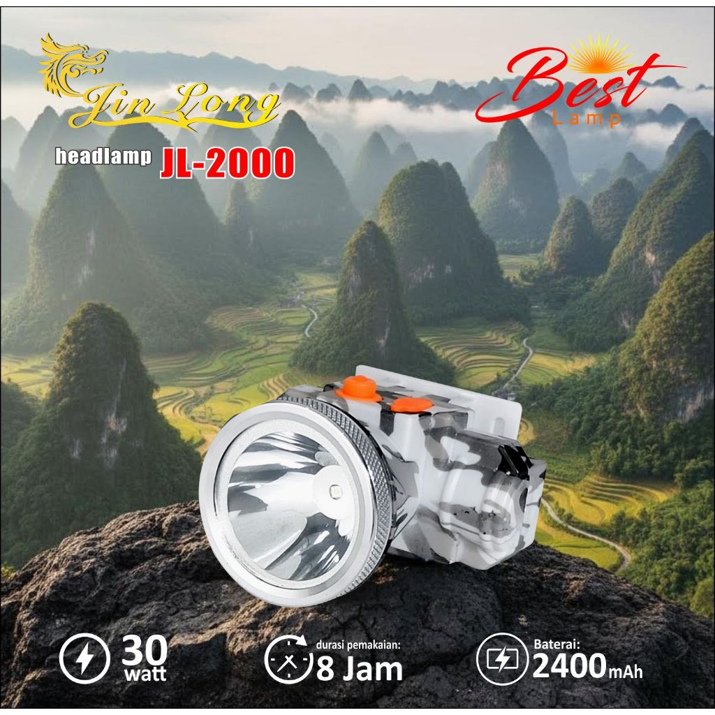SENTER KEPALA WATERPROOF TAHAN AIR BATERAI TAHAN LAMA JINLONG JL-2000