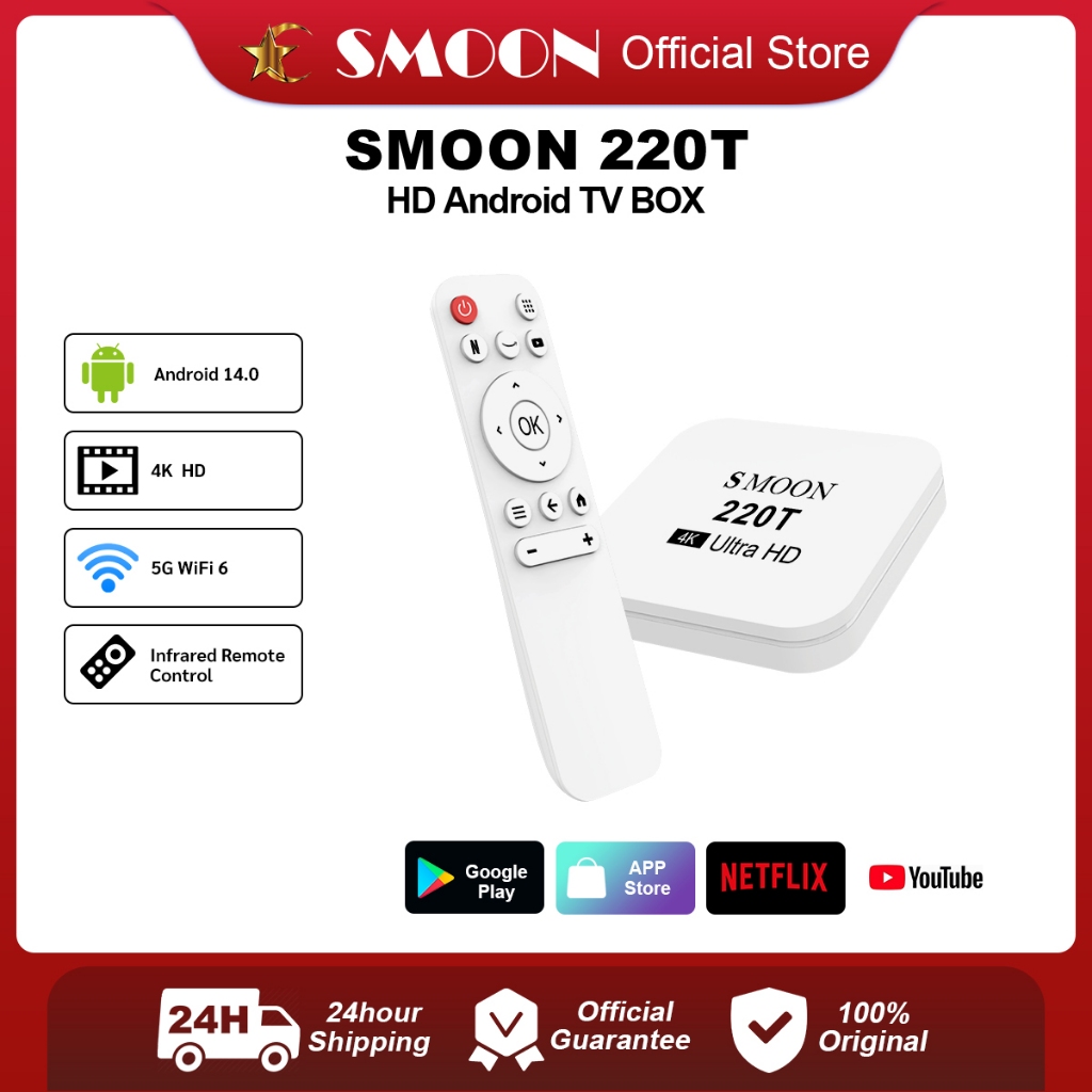 SMOON 220T Android TV Box - Set Top Box - Kotak Set Top - Android 14 - Google TV - Youtube Netflix -