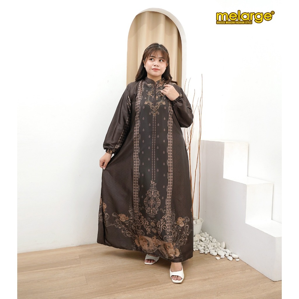 MELARGE - Gamis Jumbo Sultan Dress Gamis Bigsize Bahan Armani Silk Gamis Lebaran Model Terbaru 2026 