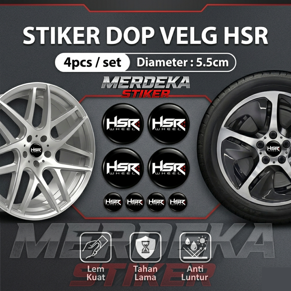 Emblem Stiker Dop Velg HSR / Stiker Timbul Logo HSR Dop Velg Mobil Kuat Anti Luntur