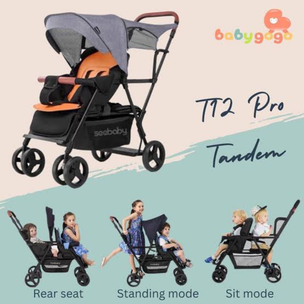 Preloved: T12 Seebaby Pro tandem stroller /Twin Stroller (Sit & Stand Twin prams)