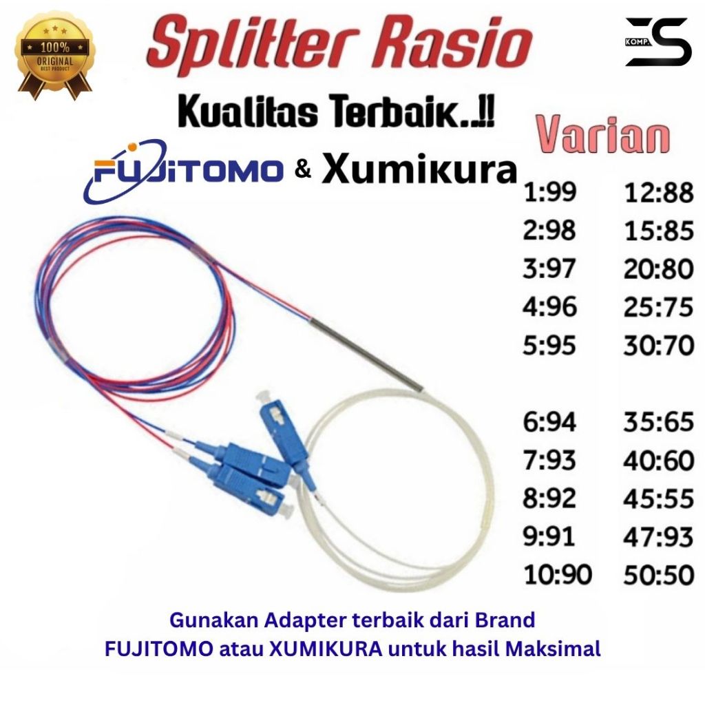 Splitter Ratio Sc/Upc Fujitomo / Xumikura - Splitter Ratio - Ratio Fiber Optic