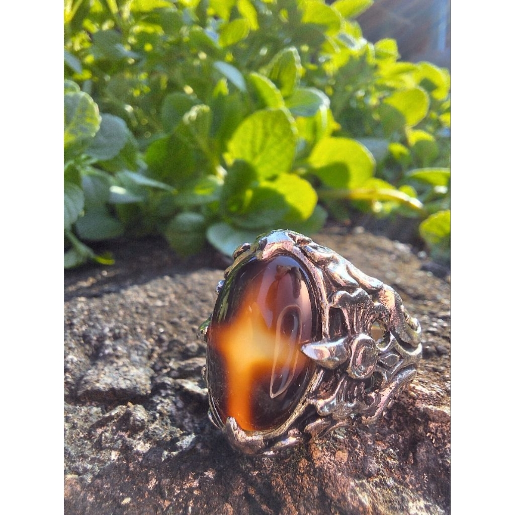 Cincin batu akik pria yaman wulung tapak jalak natural ring elegan model klasik