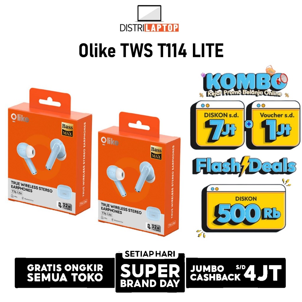 Earphone Olike TWS T114 LITE White headset bluetooth