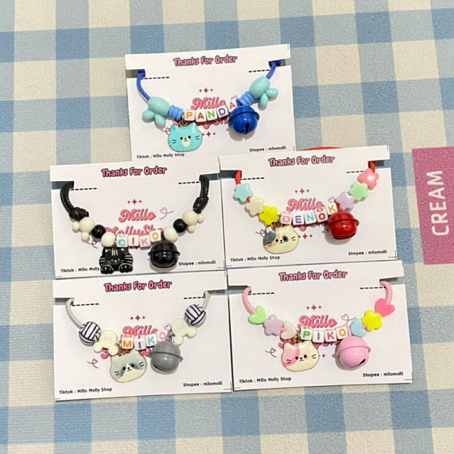 Kalung Kucing Custom Nama Huruf Kotak + Liontin Kucing