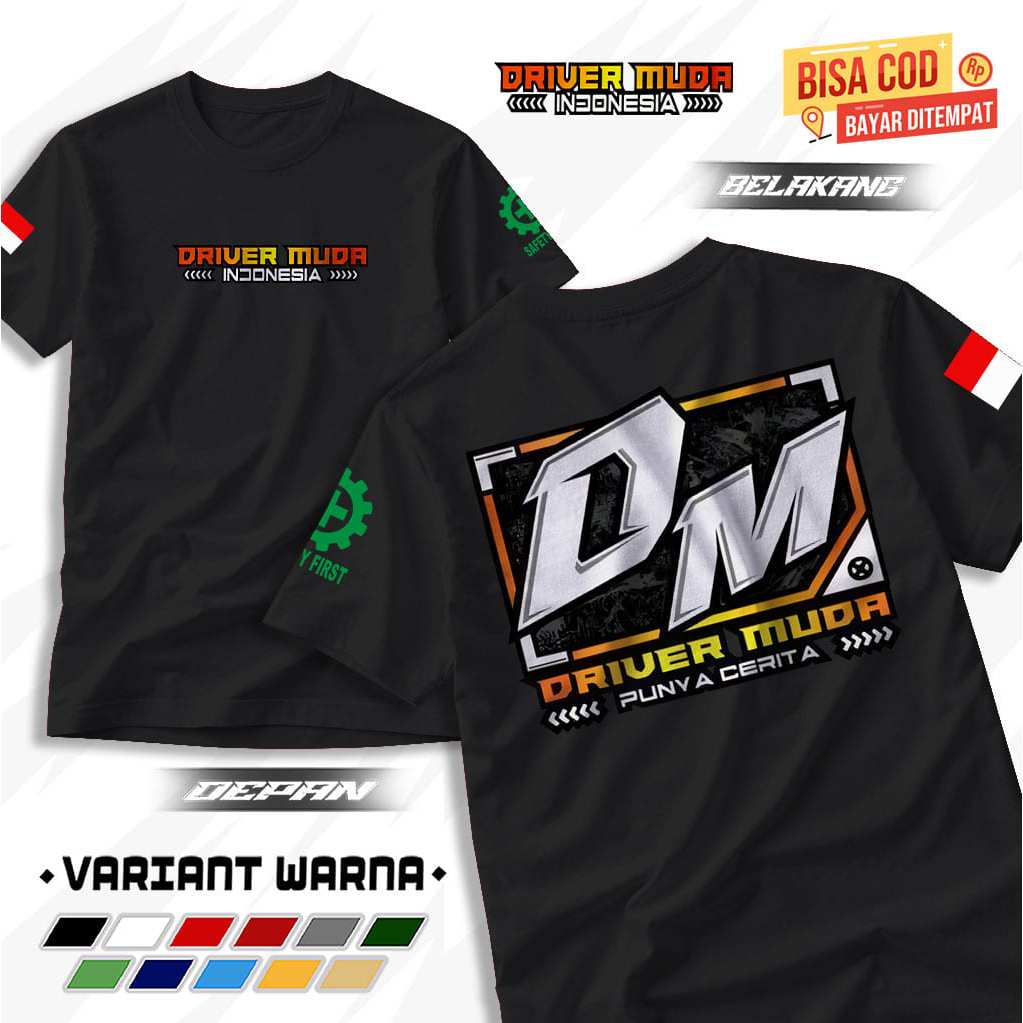 KAOS DEWASA tshirt Driver Muda Baju Distro Kata Kata Driver Muda Atasan Laki Laki Perempuan