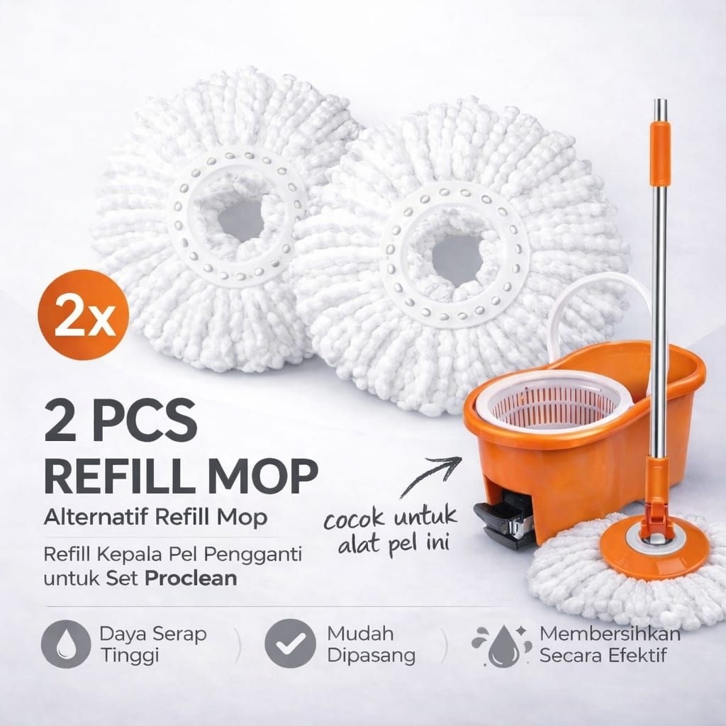 Refil Spin Mop Microfiber Untuk Proclean / Kain Pel untuk Proclean / Mop