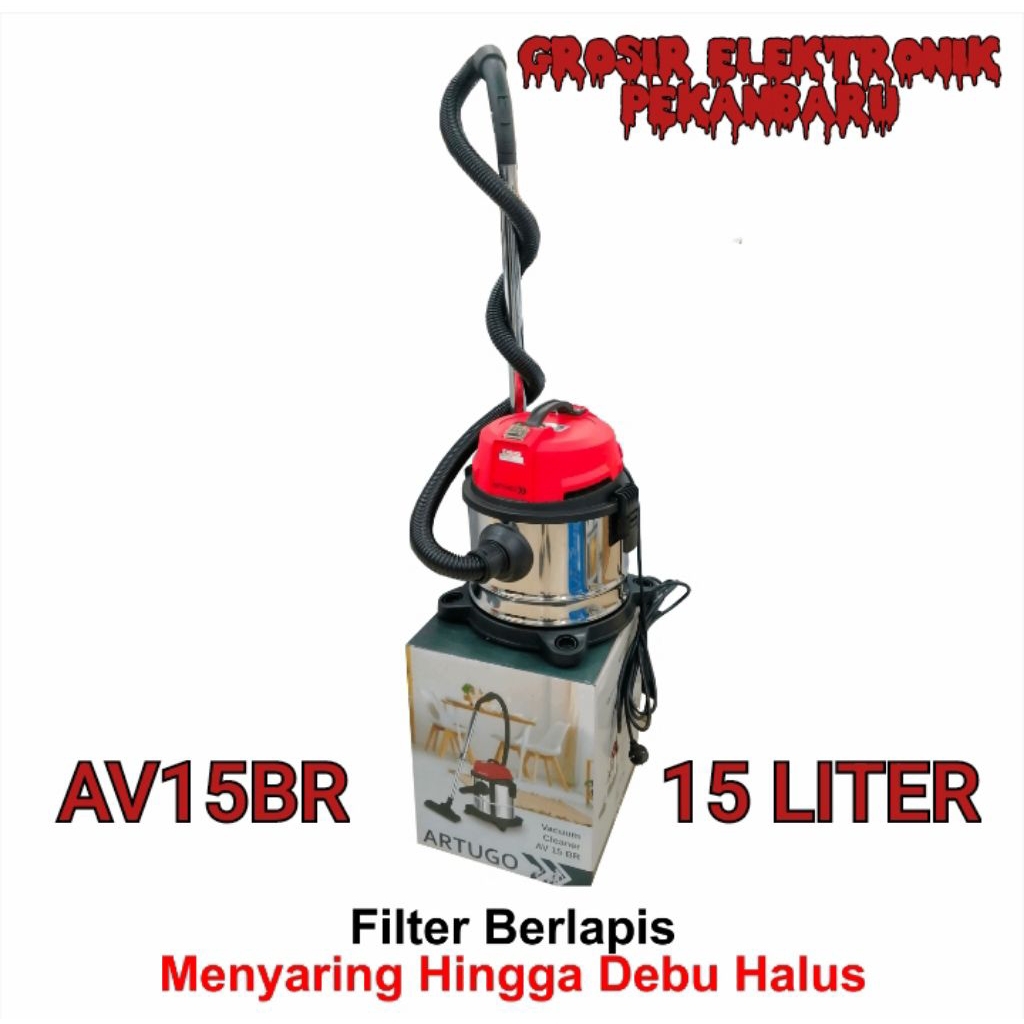 VACUM CLEANER ARTUGO WET & DRY 15 LITER AV15BR GARANSI 1 TAHUN