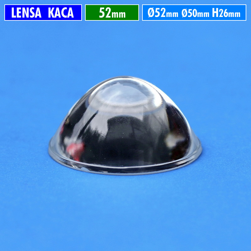 Lensa 52mm Kaca Cembung Datar H.26 Part Lampu Lensa Led 2 Inch MCP HPL Cree SST Osram Yinding Biled 