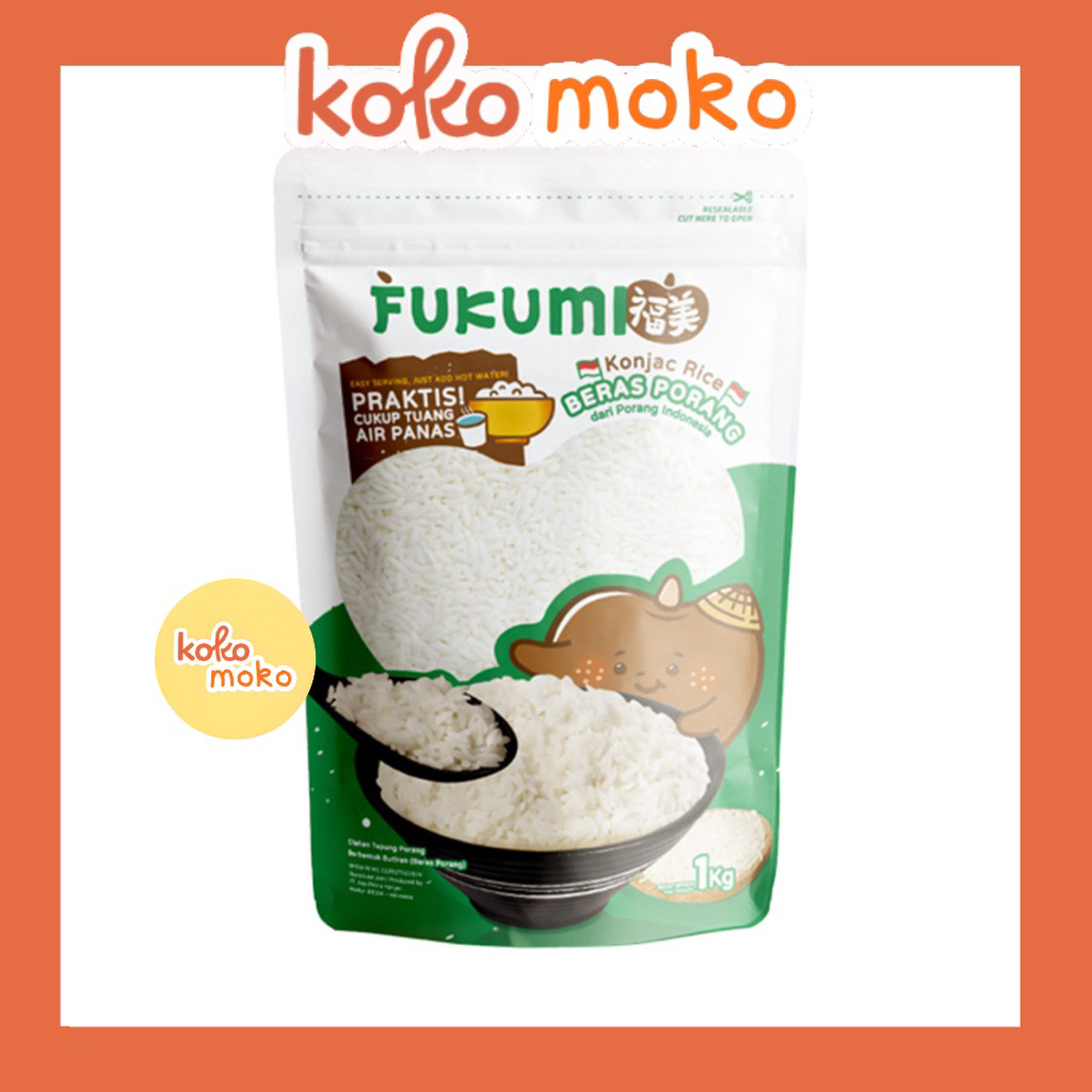 FUKUMI BERAS PORANG NASI SEHAT SHIRATAKI 1KG / KONJAC RICE 1 KG