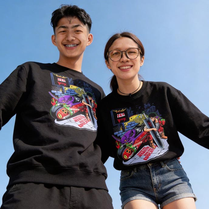 Sweater AKIRA X EVANGELION X BERSERK Crewneck Unisex Sweatshirt Bahan Cotton Fleece Adem & Nyaman ||