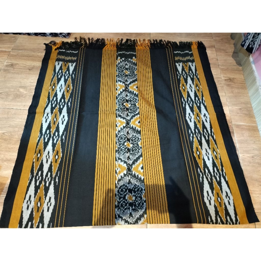kain tenun ikat blanket halus etnik khas troso Jepara warna kuning COD MURAH
