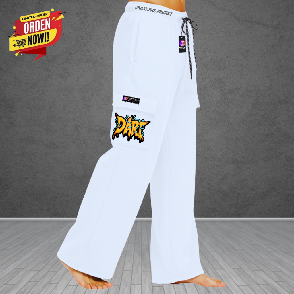(COD) Celana Panjang Pria Cargo Long Pants Laki Laki Warna Hitam Putih  Bawahan Kasual Kantong Sampi