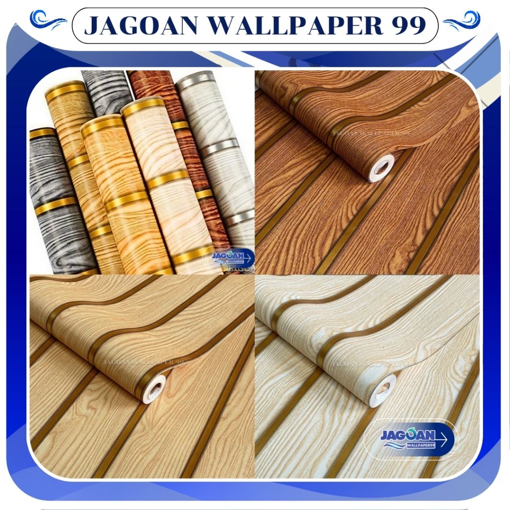 Wallpaper Stiker Dinding Kayu Panel Pvc Wallpaper Dinding Kayu List Gold Anti Air