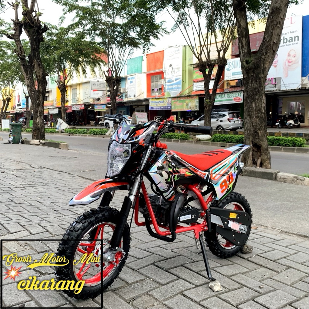 MOTOR MINI TRAIL 50CC DOUBLE STARTER LAMPU DEPAN MESIN 2TAK TYPE SIMBA / BLACK PANTHER