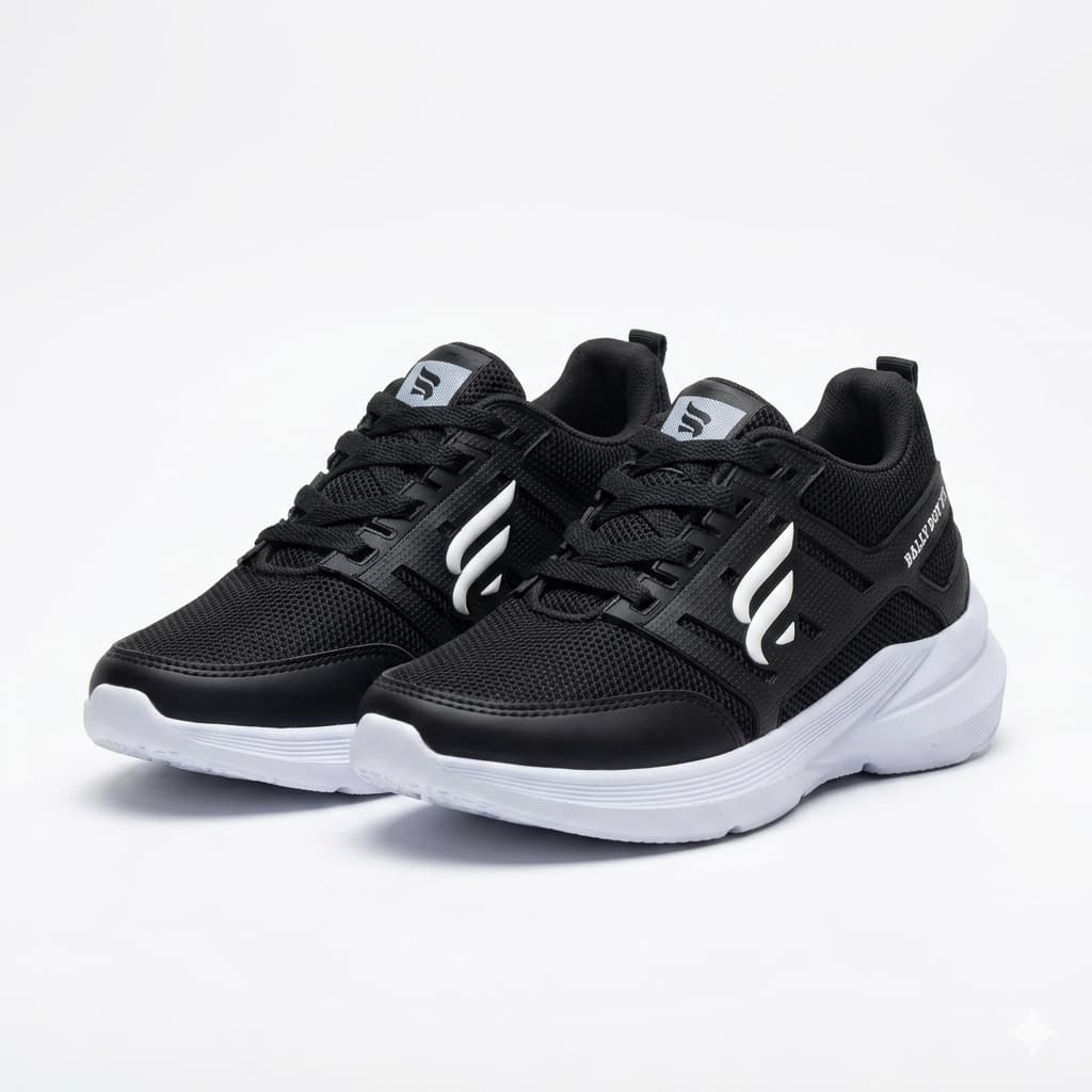 Sepatu HItam Polos Pria Full Black Sekolah / Sepatu Bally boy Sneakers Terbaru