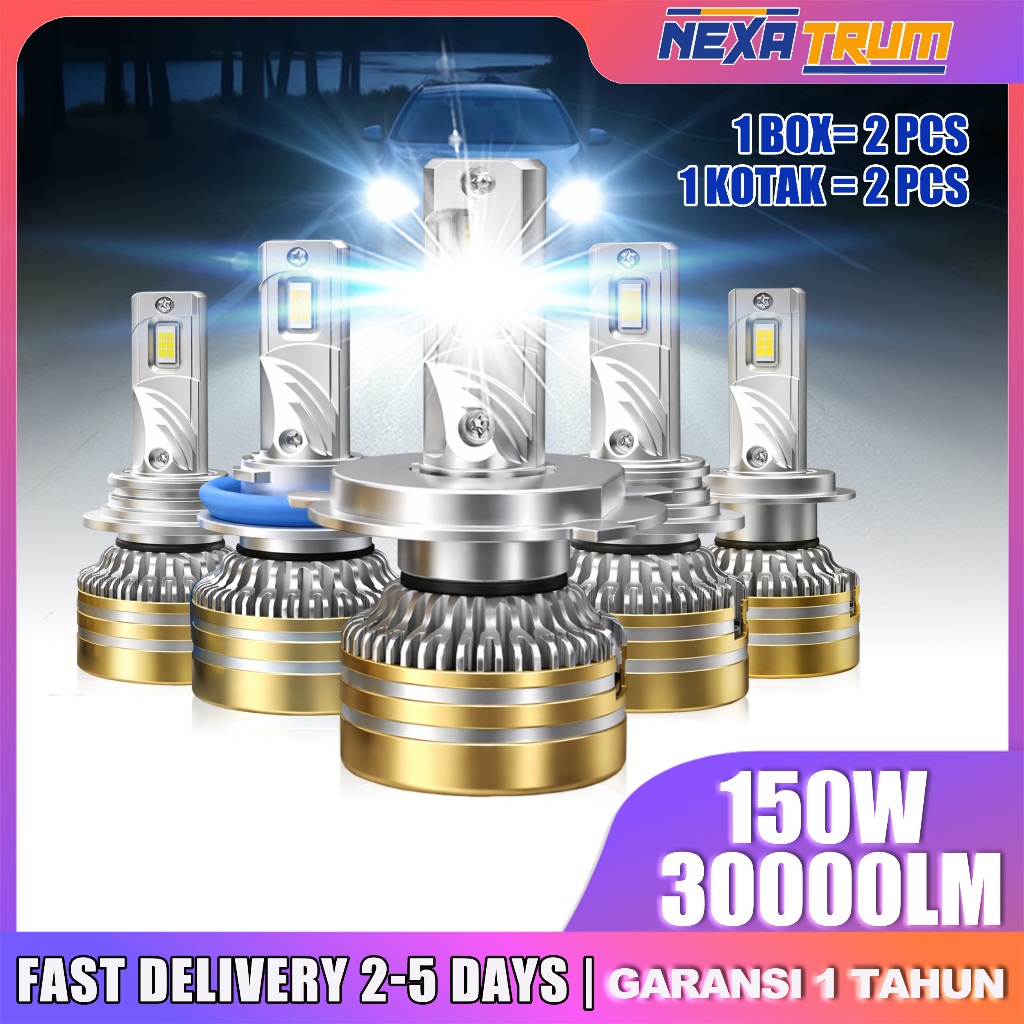 Lampu Utama Mobil Bohlam Lampu Depan LED H4 H11 9005 HB3 9006 H7 Canbus 150W 30000LM for lampu mobil