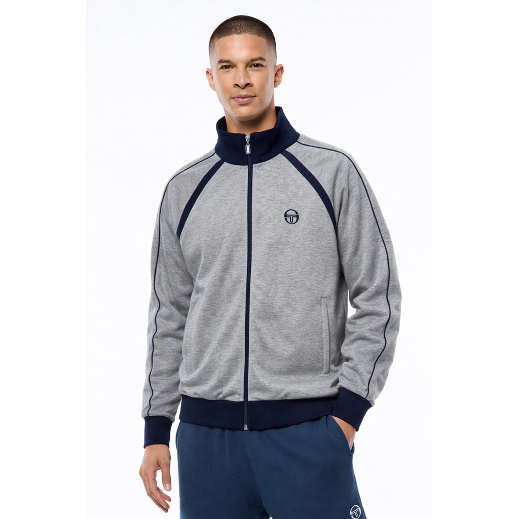 Sergio Tacchini Ghibli Tracktop Jacket In Marl Grey / Navy
