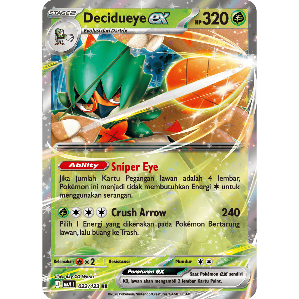 DECIDUEYE EX RR STAPLE POKEMON ORIGINAL INDONESIA