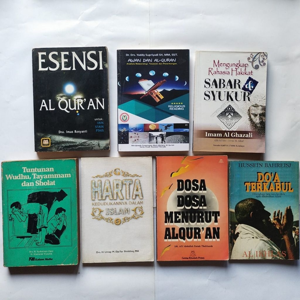 Buku Agama Islam, ESENSI AL-QUR'AN, AWAN & AL-QURAN, SABAR & SYUKUR, WUDHU, TAYAMMAM& SHOLAT, HARTA 