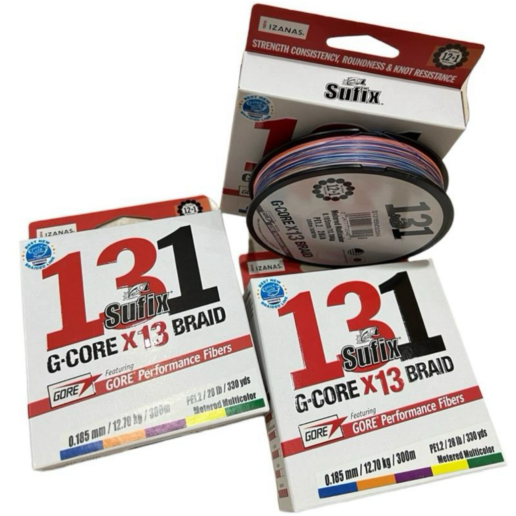 PE SUFIX 131 G-CORE X13 BRAID MULTICOLOR / NEON CHARTREUSE / senar pancing
