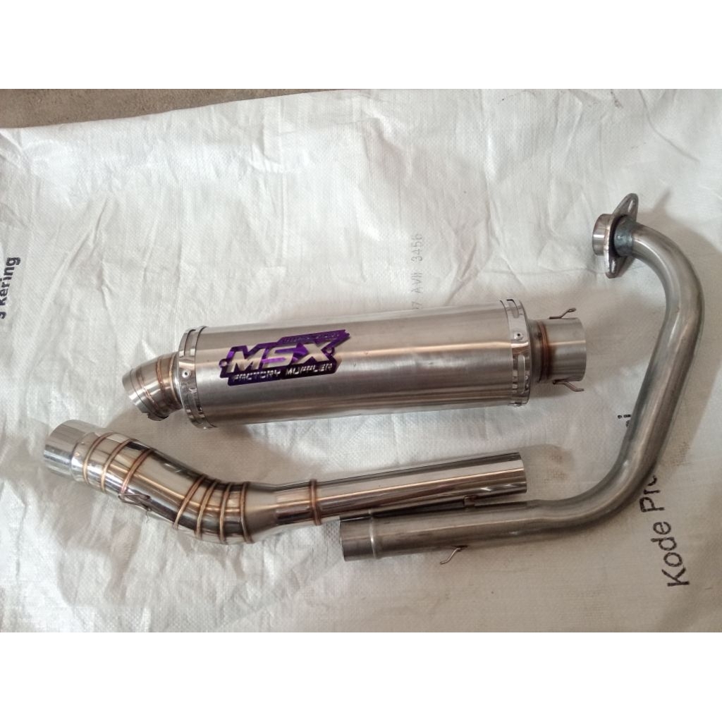 Knalpot original msx bulat las ckc bulat leher samping fulsystem mp gl cb tiger dll