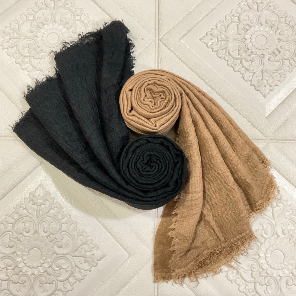 Kerudung Pasmina Crinkle Jumbo  Hijab Pashmina Crincle  Jilbab Phasmina Shawl Cringkle Pasmina Kusut