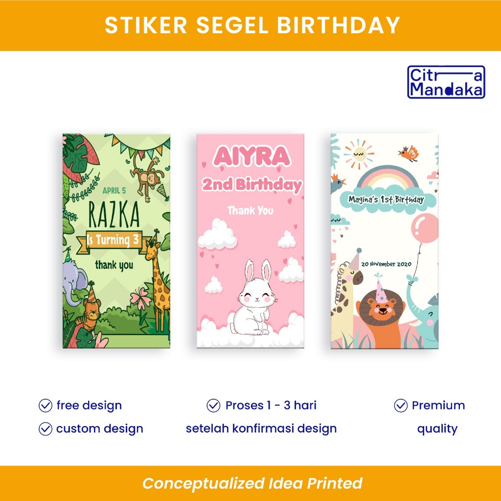 Cetak Stiker Segel Box Packaging Hampers Ulang Tahun Anak Custom  | Sticker Label Hampers Makanan