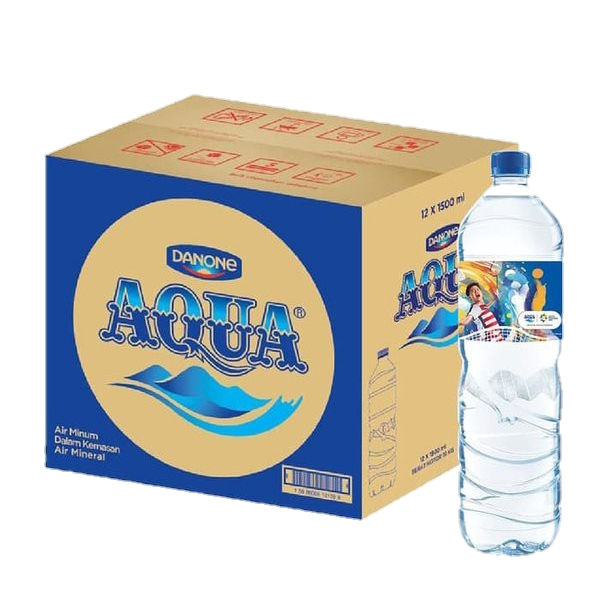 Aqua Botol Besar 1 Kardus (1500ml) isi 12 Botol - Air Mineral Merek Aqua