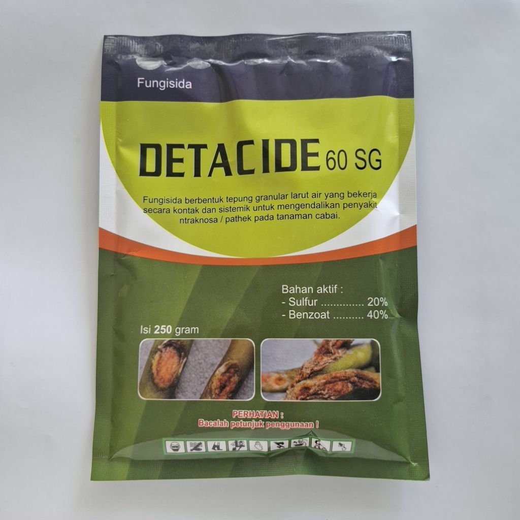 DETACIDE 60SG 250gram fungisida kontak sistemik untuk pathek,obat patek antraknosa,busuk buah
