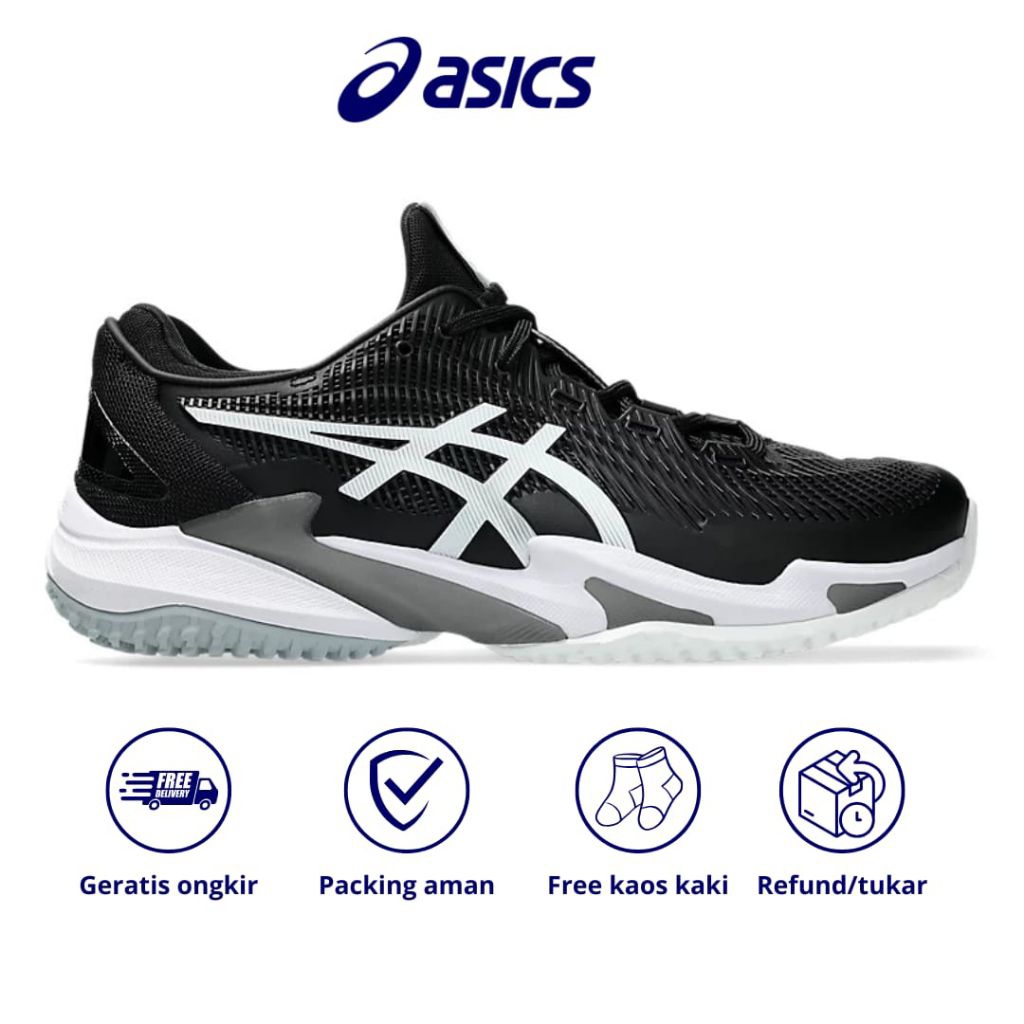 SEPATU TENIS ASICS COURT FF 3 NOVAK BLACK WHITE