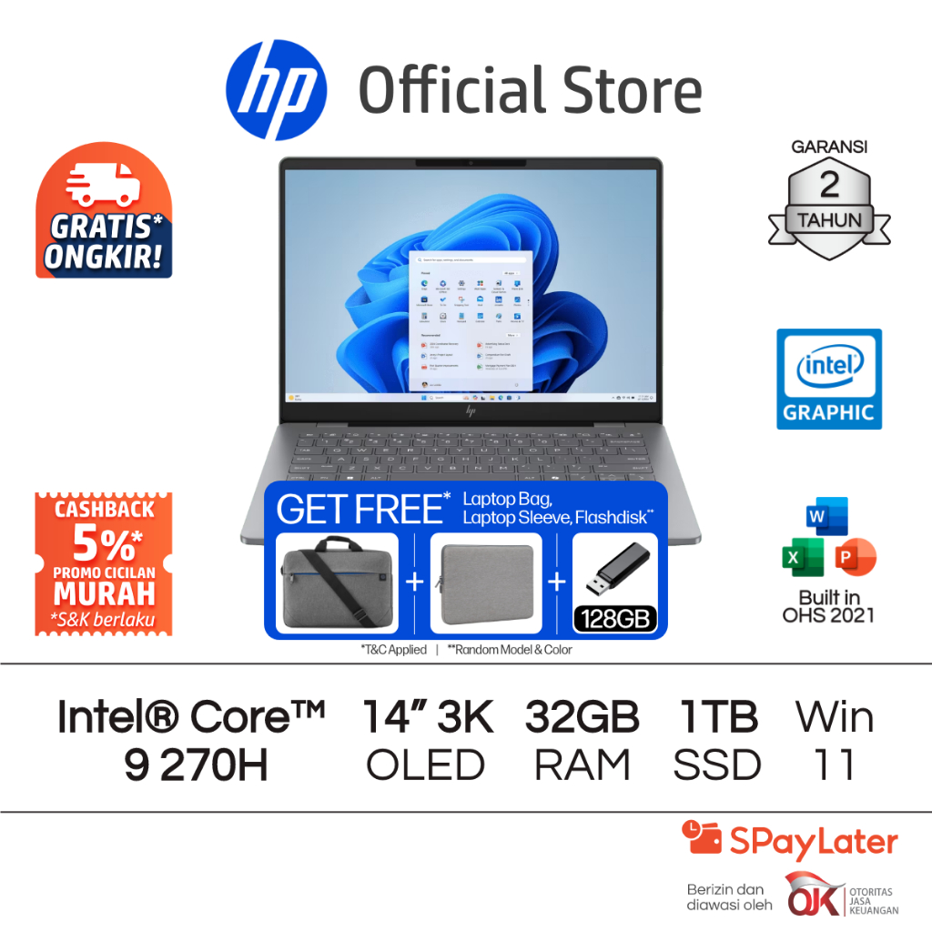 Laptop HP Pavilion Plus - OmniBook 7 14 [NEW] Intel Core 9 UHD 32GB RAM 1TB SSD Silver Free Windows 