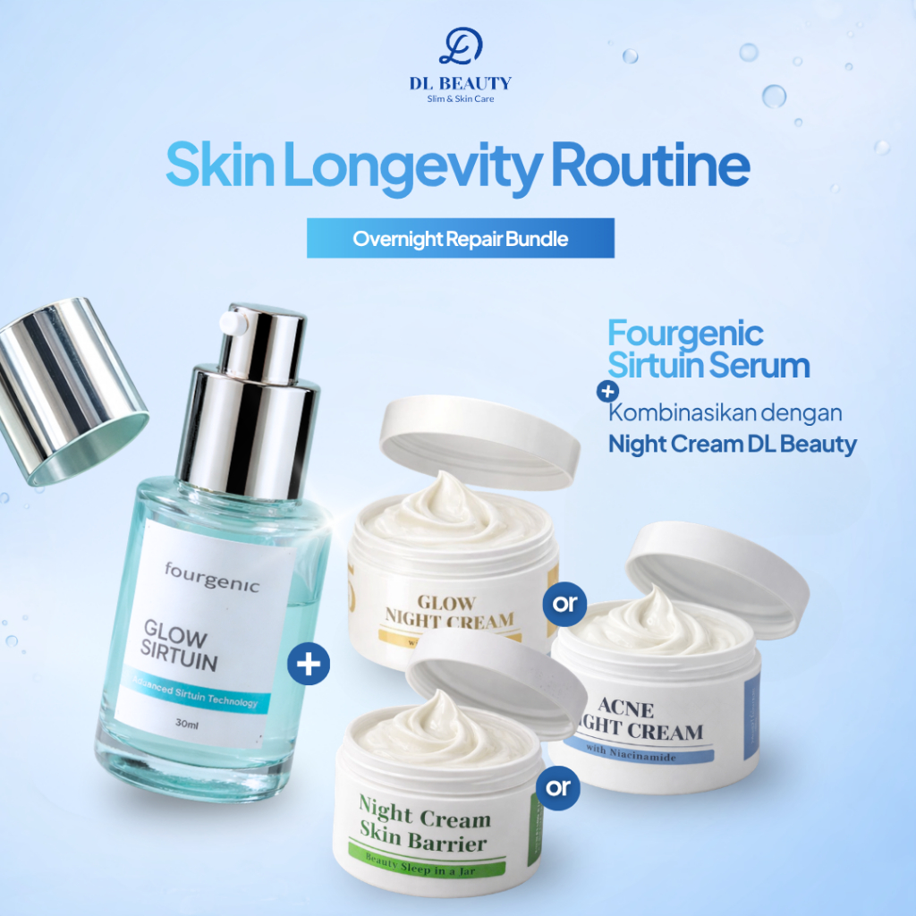 [BUNDLE] DL BEAUTY FOURGENIC SIRTUIN SERUM + GLOW/ACNE/SKIN BARRIER NIGHT CREAM