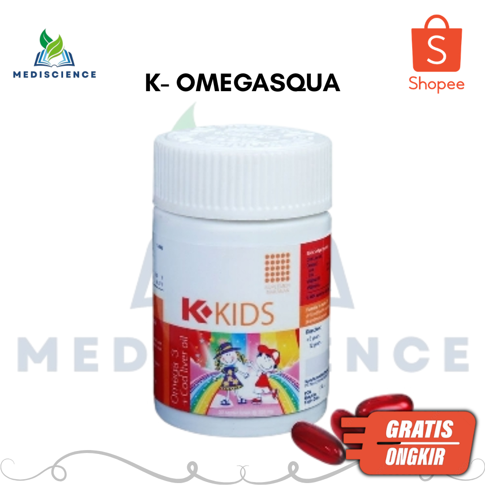K-Kids Omega 3 30 Kapsul - Dukung Tumbuh Kembang Anak, Meningkatkan Kecerdasan Otak, Sumber Vitamin 