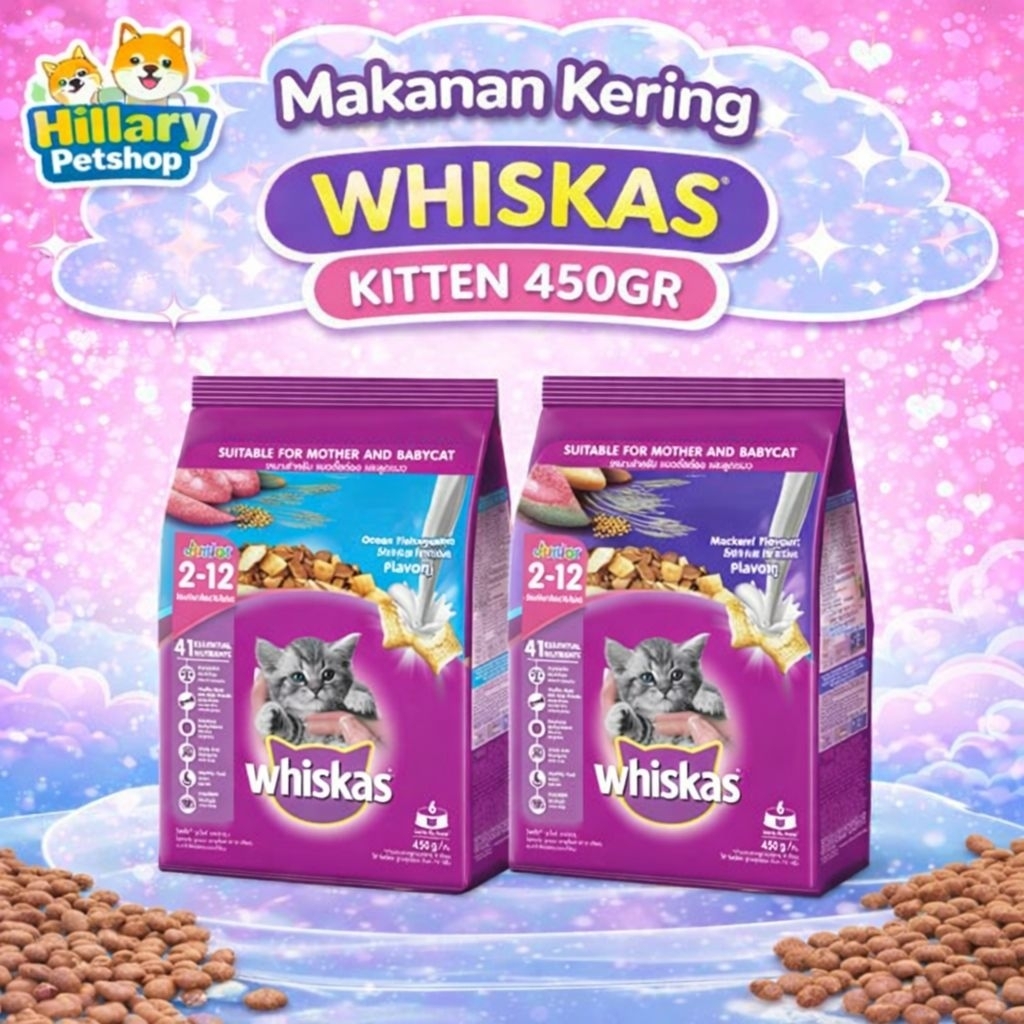 Whiskas Kitten 450gr Makanan Kucing Kering | Nutrisi Lengkap Anak Kucing 2-12 Bulan