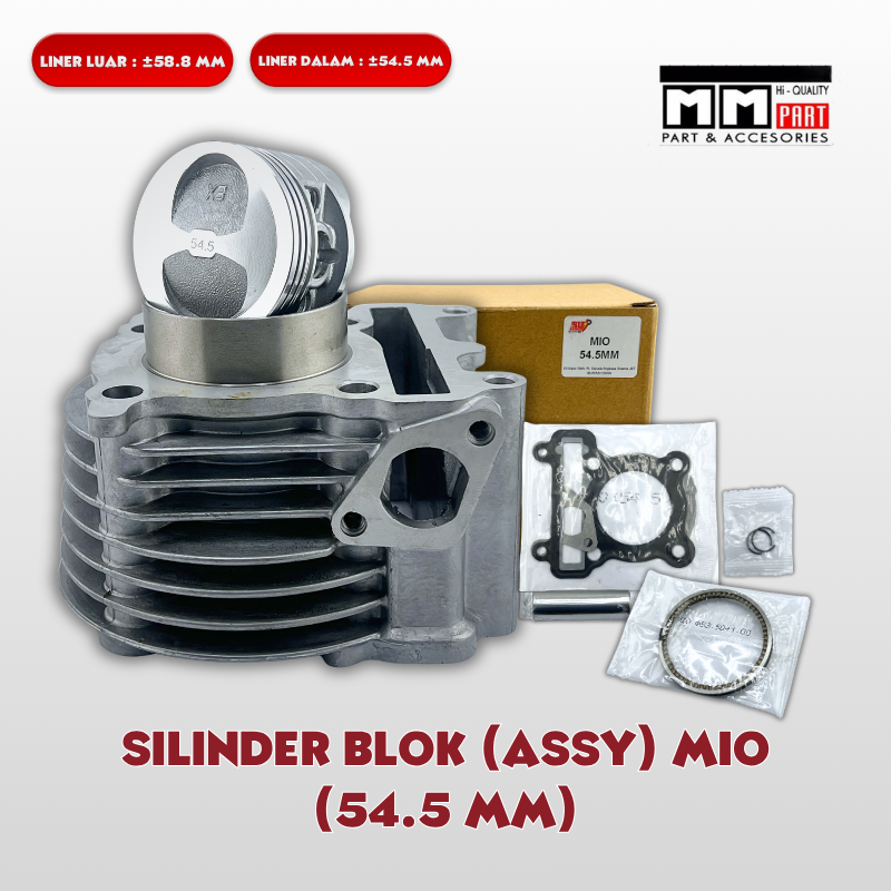 SILINDER BLOK ASSY MIO 54.5 MM - CYLINDER SILINDER BLOK SEHER BORING BORE UP MIO KARBU 54,5 54.5 MM