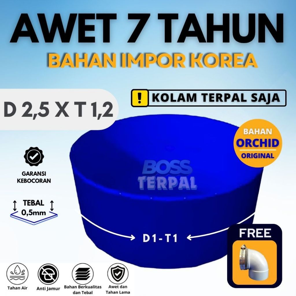 Terpal Kolam Ikan D2.5xT1.2 - Budidaya Ikan Lele - Bak Terpal ORCHID