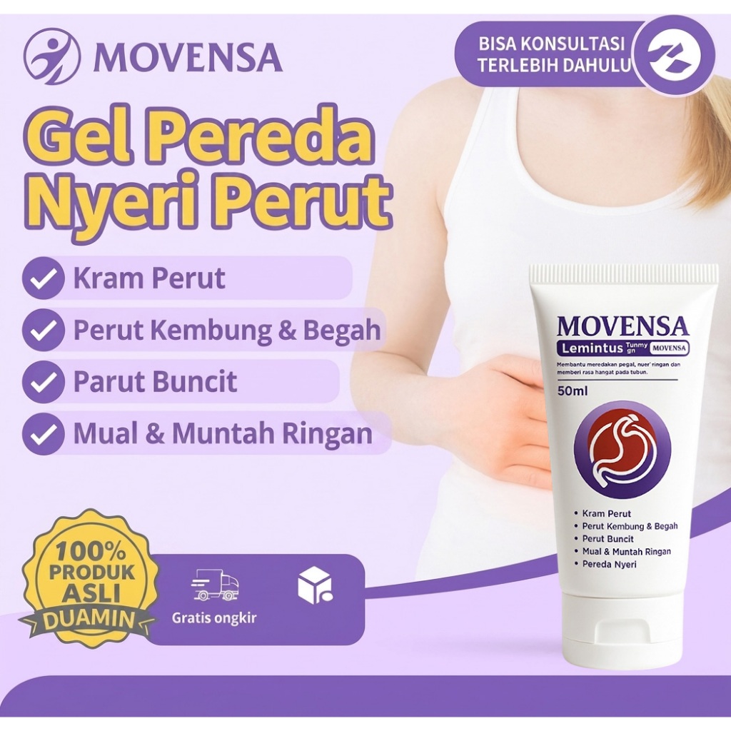 Movensa Official Store Gel Cream Krim Herbal Original Nyeri Perut Hilang Asam Lambung Lebih Ringan