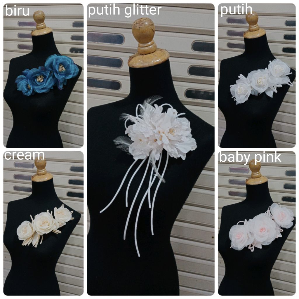Korsase bunga bahu / korsase aksesoris pengantin / kebaya pesta / hiasan pundak /hiasan bunga selend