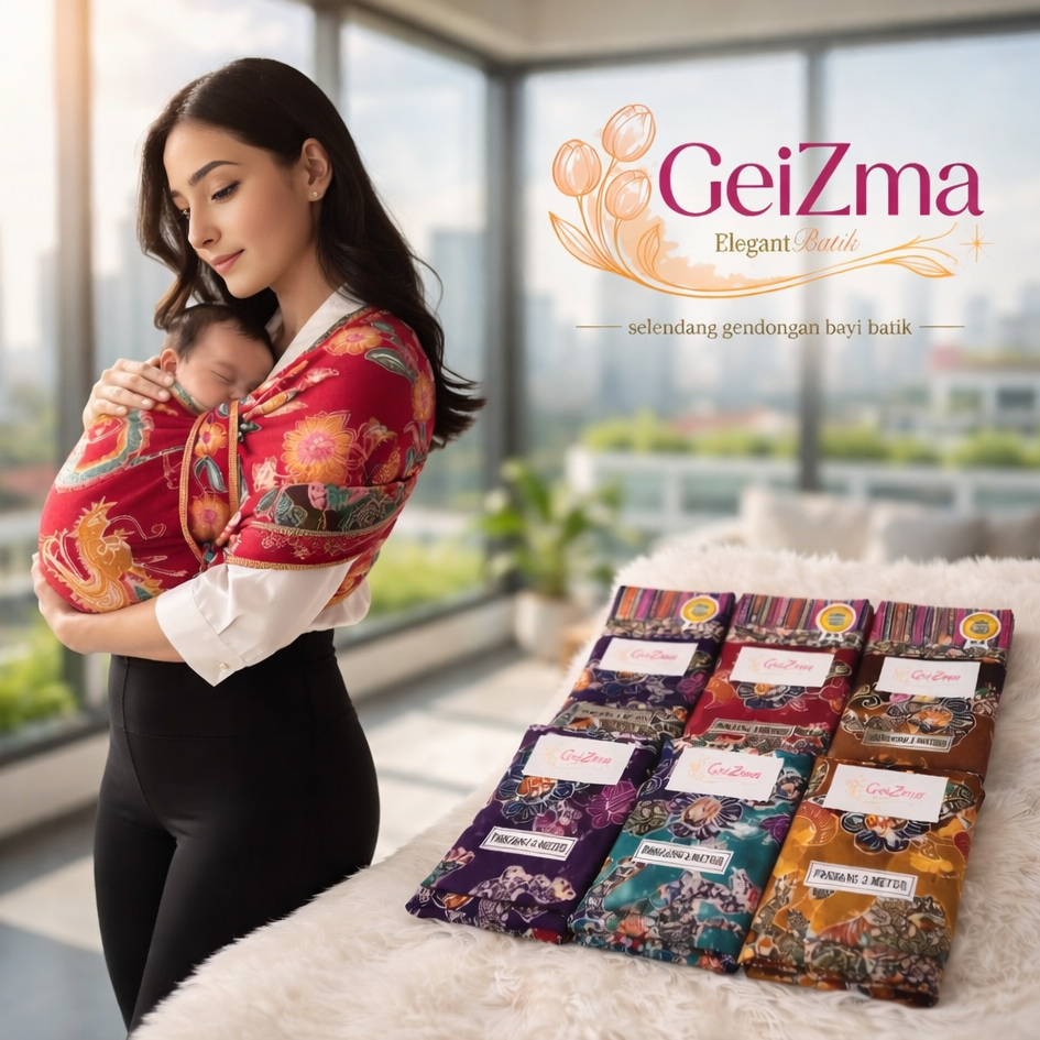 GeiZma - Kain Selendang Gendong Bayi Panjang 3 Meter Batik Naga Liong Burung Cukin Pekalongan Bisa P